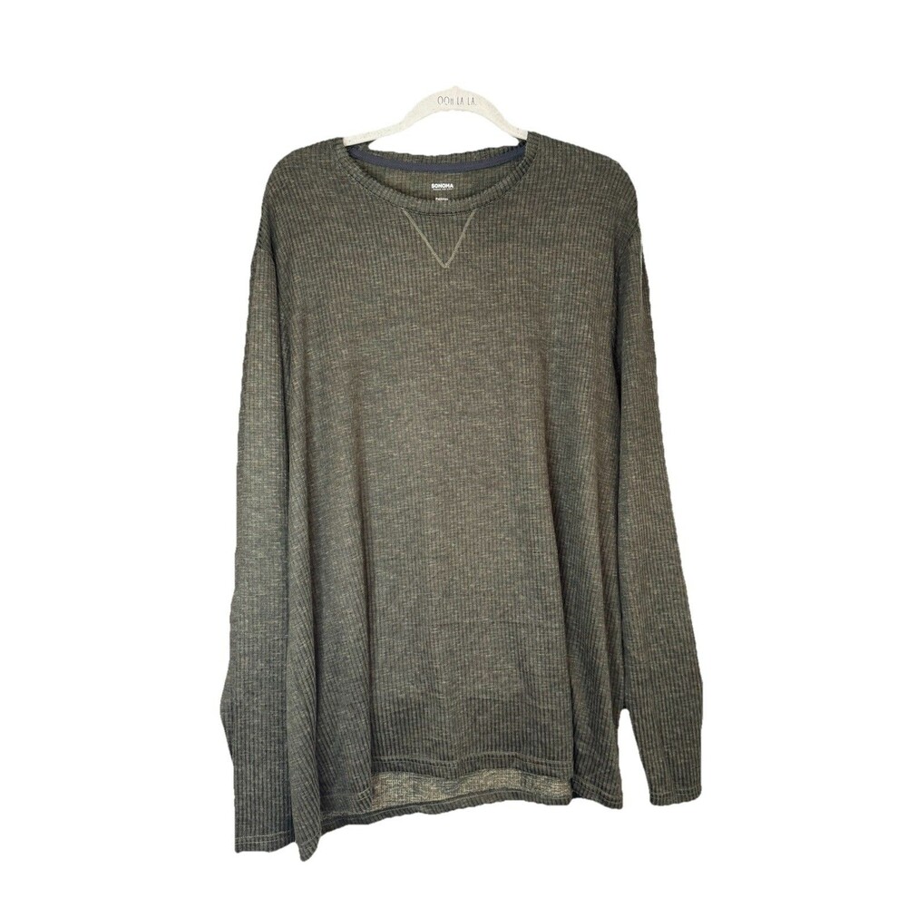 Sonoma Pajamas Top Size XXL Green Men’s Supersoft Waffle Knit Long Sleeve NWT